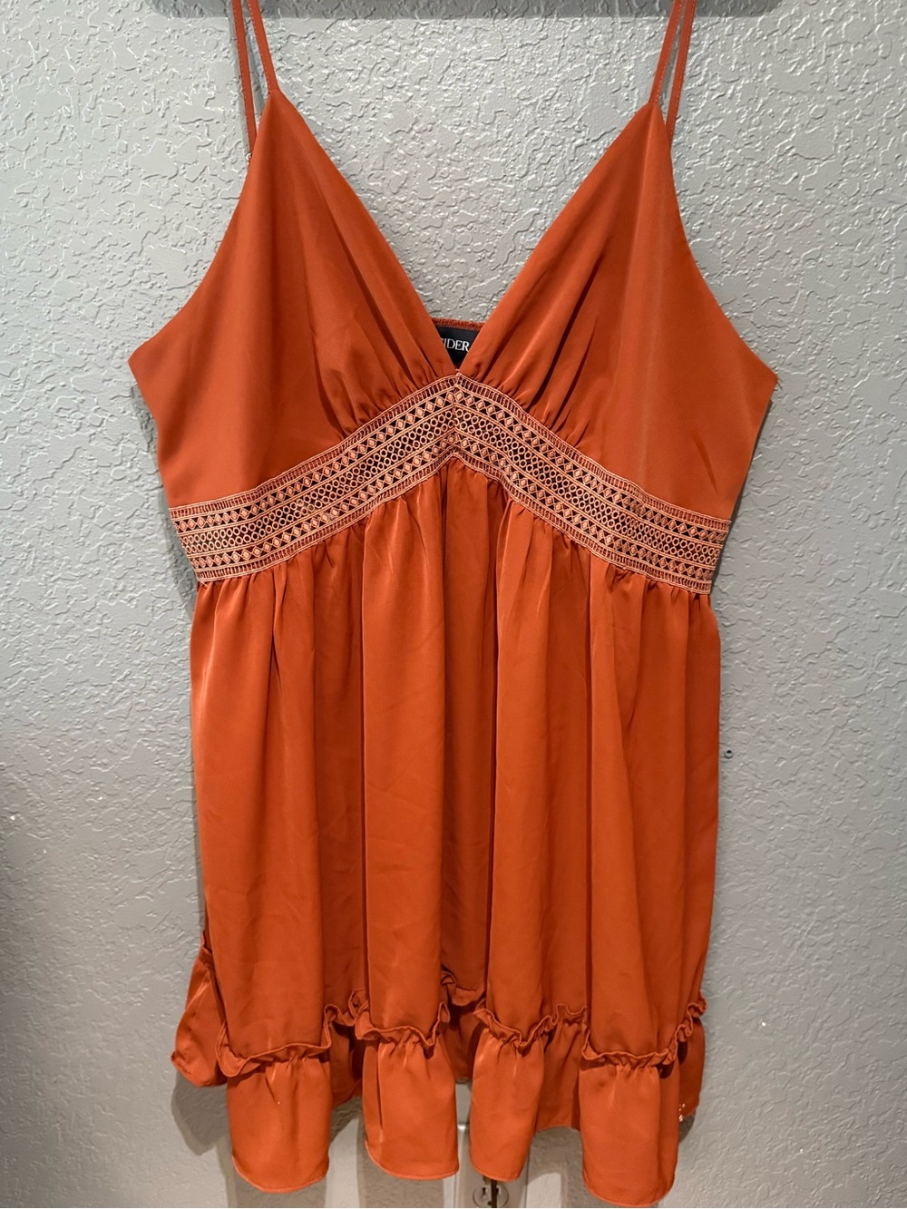 Cider 4X NWOTS Orange Crochet-Waist Spaghetti-Strap Mini Dress